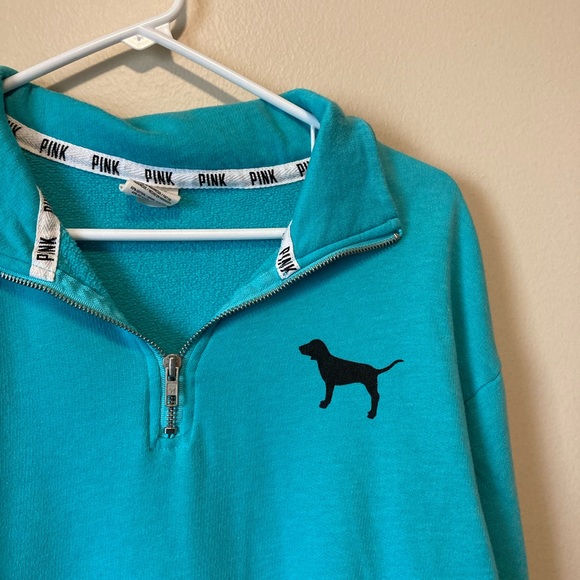 PINK Victoria Secret Blue Quarter Zip XSmall - Picture 5 of 8